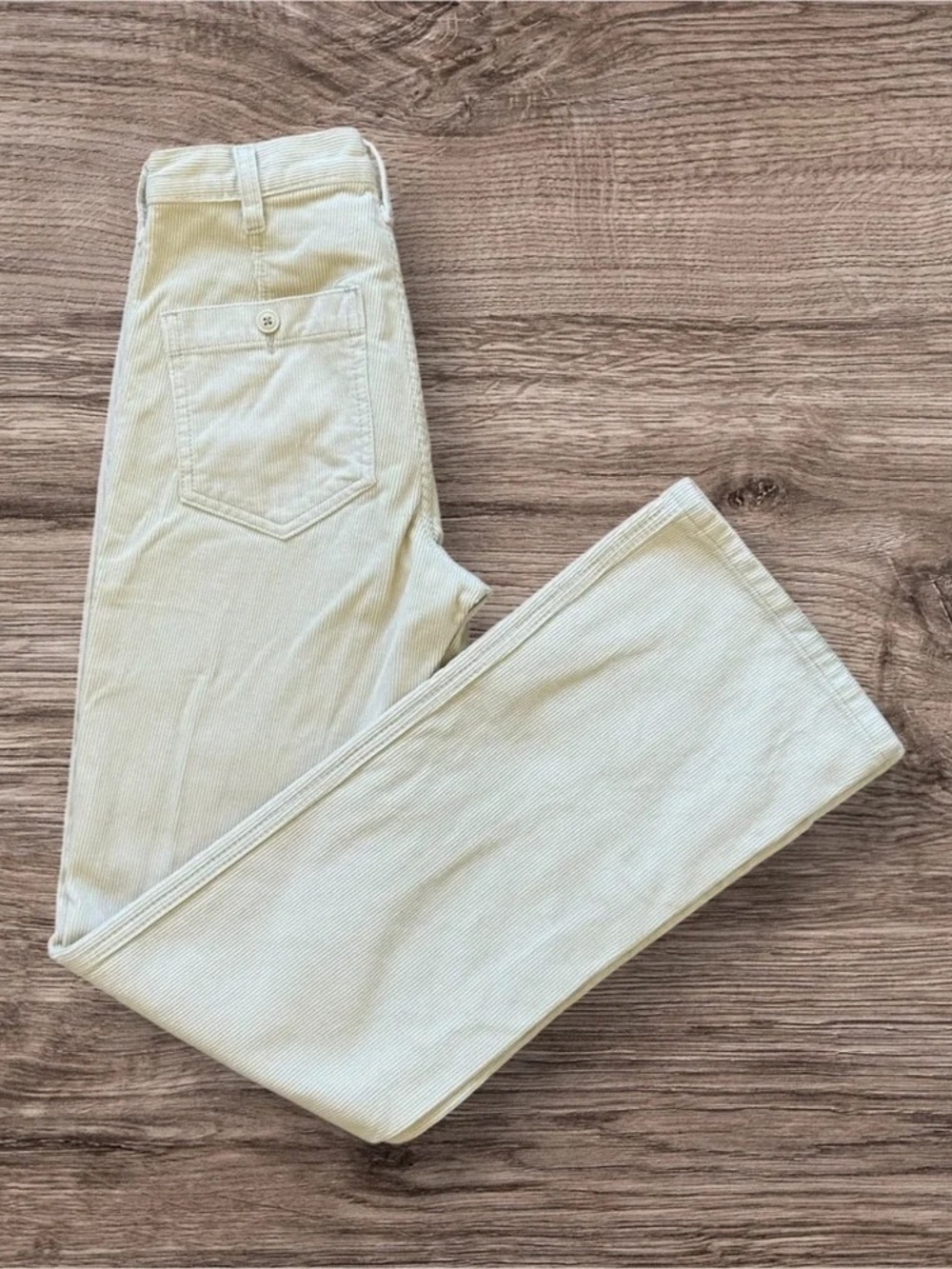 Women's Cream Straight-Leg Corduroy Pants